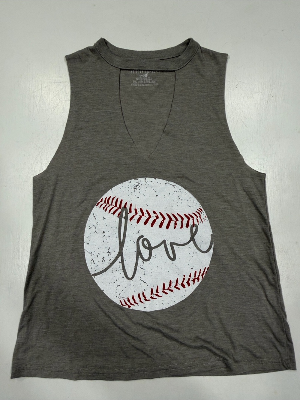 Women's Gray 'Love' Baseball Graphic Tank Top